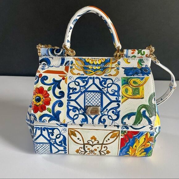 Dolce & Gabbana Dauphine Small Majolica Handle Sicily Multicolor Cross Body Bag - Picture 1 of 16